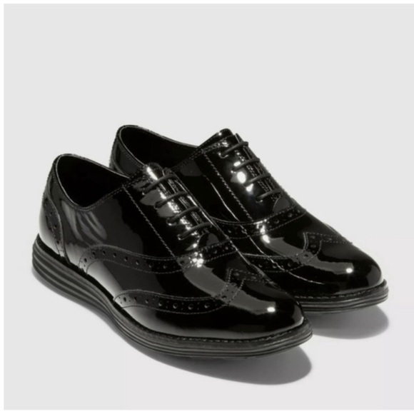 Cole Haan Original Grand Windgtip Oxford Patent leather black waterproof 7.5 - Picture 1 of 11